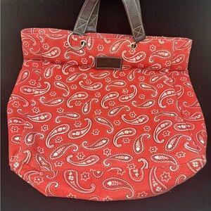 Neiman Marcus Red Paisley Tote Bag